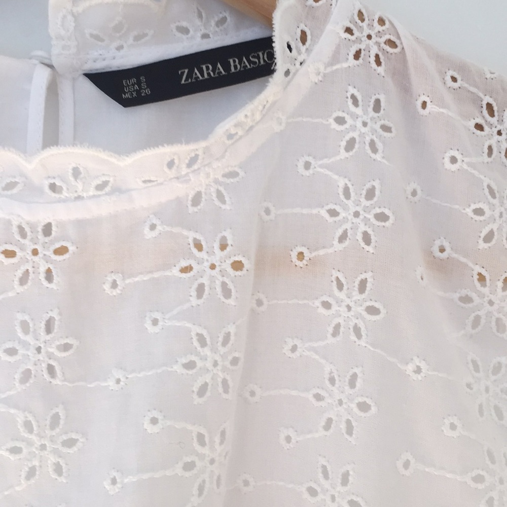 Zara Embroidered Top with Ruffle Trim - Picture 4 of 7